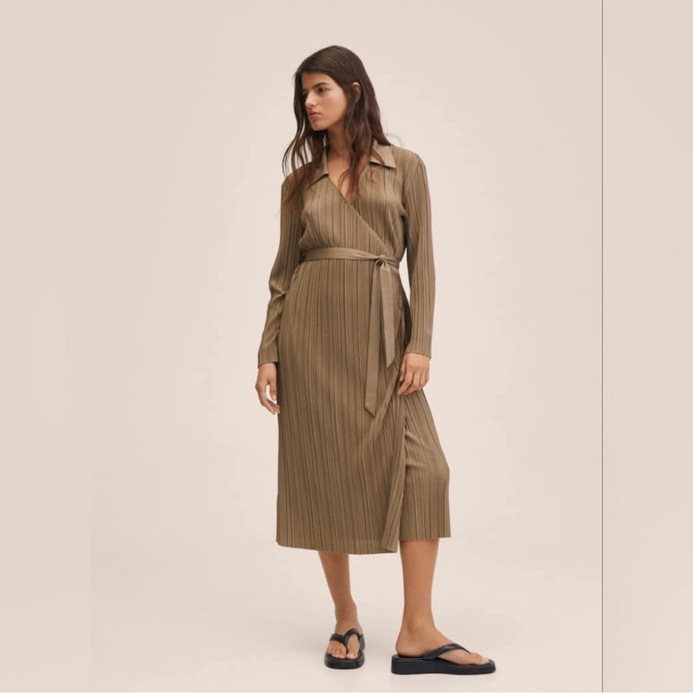 NWT Mango Pleated Wrap Dress